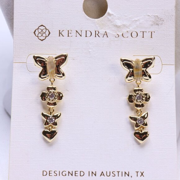 Kendra Scott Lily Mix 14K Gold Over Brass Linear Butterfly Earrings $48 New - Picture 2 of 4